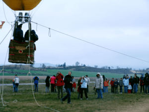 Hot air balloon tied down