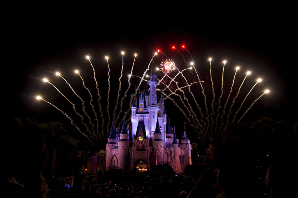 Disney Castle with fireworks