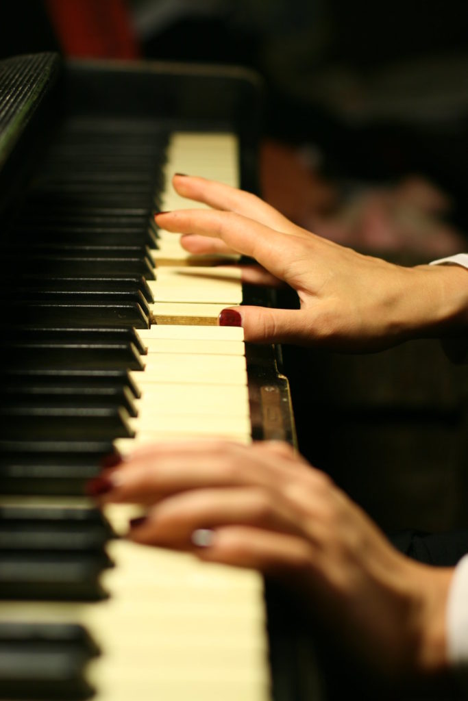 playing piano closeup