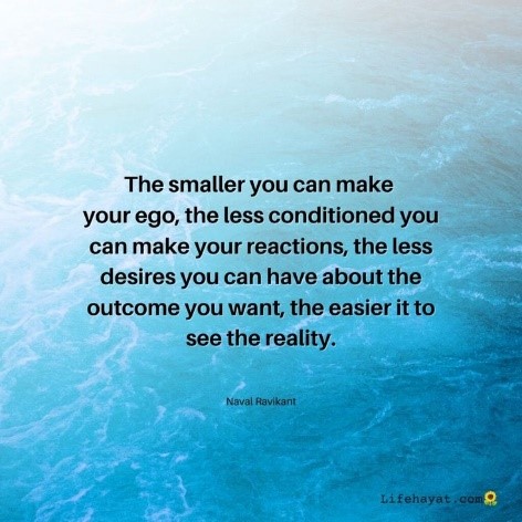 The smaller you can make your ego, the less conditioned you can make your reactions, the less desires you can have about the outcomes you want, the easier it is to see the reality.