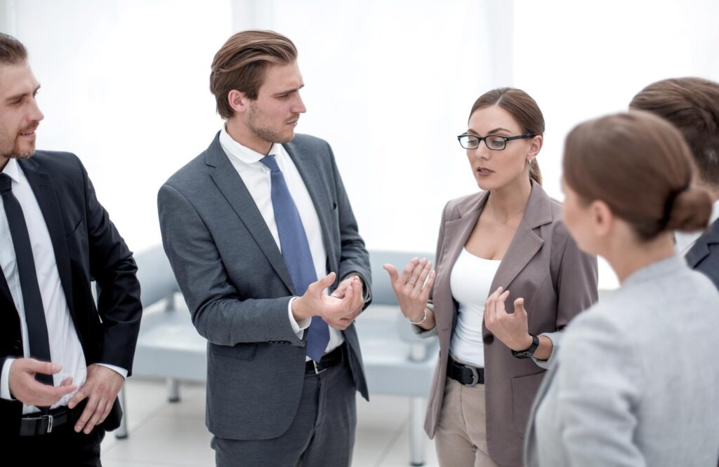 HR Manager talking to employees